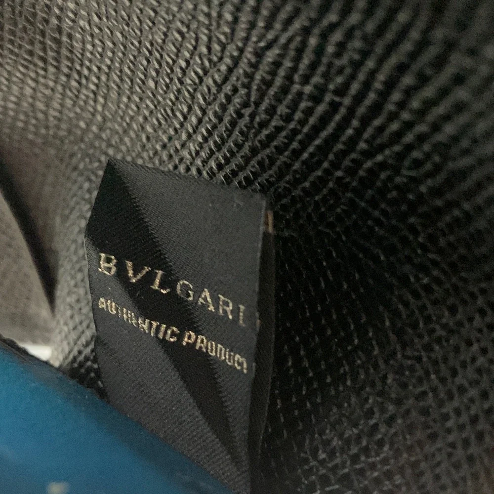 BVLGARI Key Holder Black Textured Leather